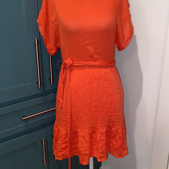 NWT BB Dakota Golden Ages Tie Waist Layered Dress in Clementine - Picture 4 of 10
